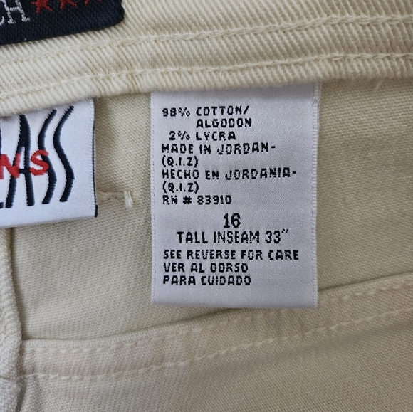 Vintage - Bill Blass Tall Cotton Stretch Yellow Jeans - Size 16 - NWOT - Picture 7 of 9